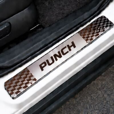 Punch Car Door Steel Welcome Sill Plate | Compatible with All Models | Glossy Chrome Finish Pack of 4
