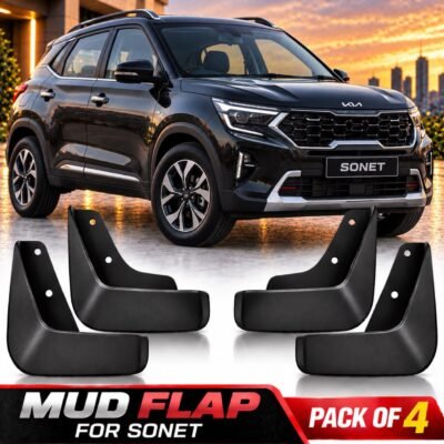 Sonet Mud Flap Plastic Black | Car Mud guard Set Pack of 4
