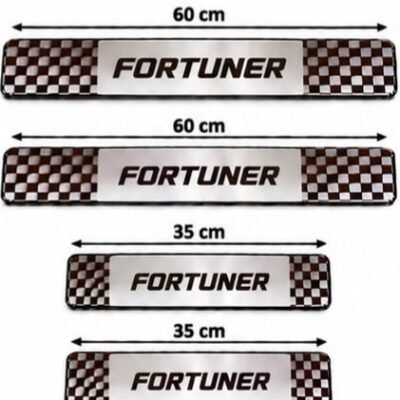 Fortuner Car Door Steel Welcome Sill Plate | Compatible with All Models | Glossy Chrome Finish Pack of 4