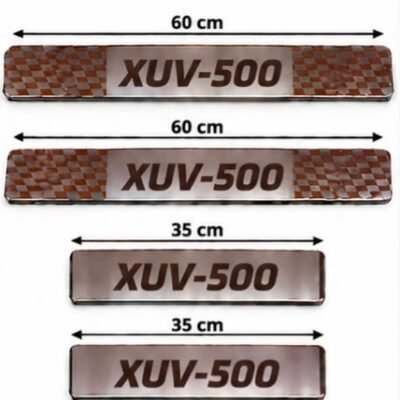Xuv 500 Car Door Steel Welcome Sill Plate | Compatible with All Models | Glossy Chrome Finish Pack of 4