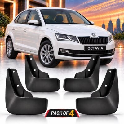 Octavia Mud Flap Plastic Black | Car Mud guard Set Pack of 4