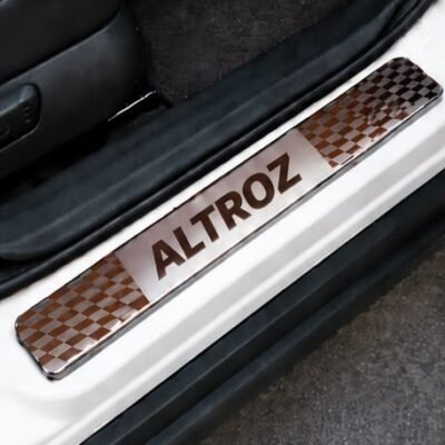 Altroz Car Door Steel Welcome Sill Plate | Compatible with All Models | Glossy Chrome Finish Pack of 4