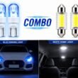 2 Blue Parking LED Bulbs and 2 White Dome LED Light