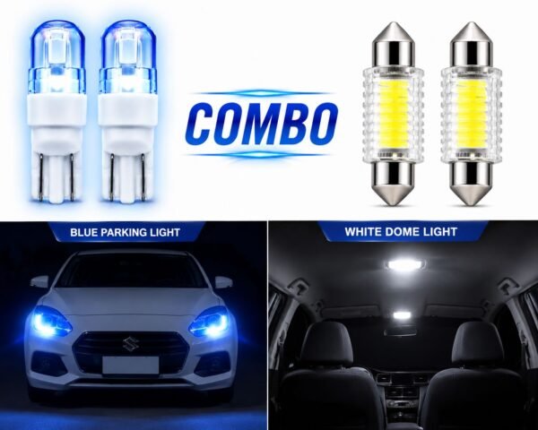 2 Blue Parking LED Bulbs and 2 White Dome LED Light