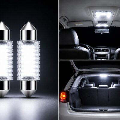 JUST MOD White Dome Car LED Light 10W 12V | Universal Car Interior Light | Pack of 2
