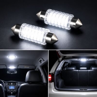 JUST MOD White Dome Car LED Light 10W 12V | Universal Car Interior Light | Pack of 2