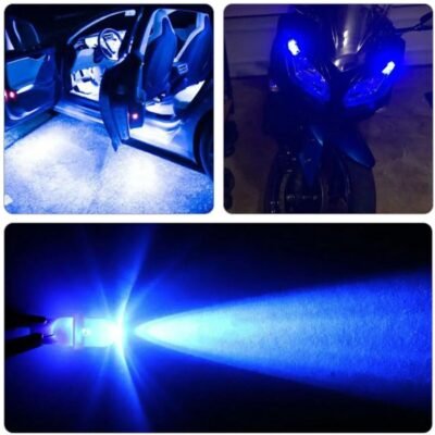 JUST MOD T10 Blue LED Parking Bulb 5W 12V | Waterproof Universal Car & Bike Light – Pack of 2
