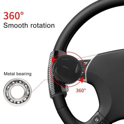 JUST MOD Car Steering Wheel Spinner Knob | 360° Rotating Steering Wheel Assist Handle | Anti-Slip Silicone Grip | Universal Fit for Cars, SUVs & Trucks Pack of 1