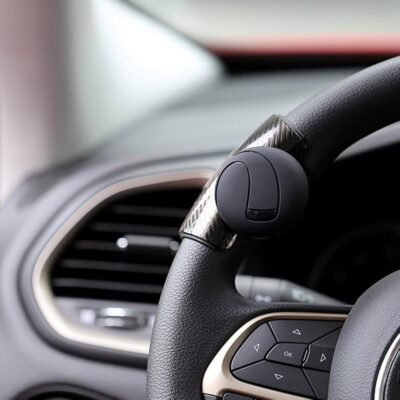 JUST MOD Car Steering Wheel Spinner Knob | 360° Rotating Steering Wheel Assist Handle | Anti-Slip Silicone Grip | Universal Fit for Cars, SUVs & Trucks Pack of 1