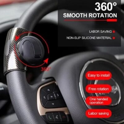 JUST MOD Car Steering Wheel Spinner Knob | 360° Rotating Steering Wheel Assist Handle | Anti-Slip Silicone Grip | Universal Fit for Cars, SUVs & Trucks Pack of 1