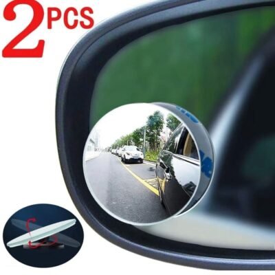 JUST MOD Blind Spot Mirror for Car | 360° Rotatable Round Convex Wide Angle Mirror | HD Waterproof Glass | Pack of 2