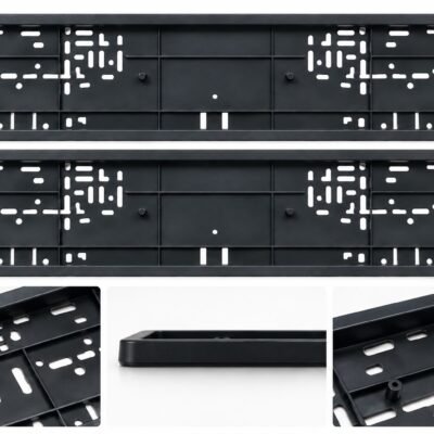 Car Number Plate Slider Frame Front & Rear | Universal Car Registration Plate Holder 51.5 x 14.5 cm (Black, Pack of 2)