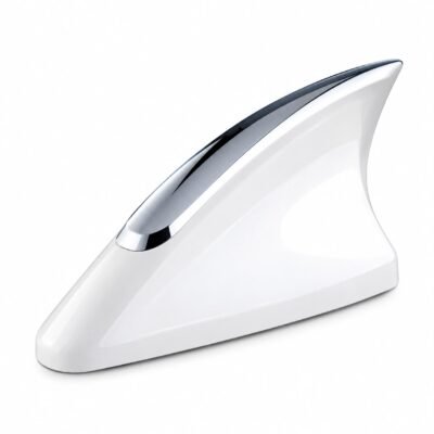 Car Shark Fin Roof Antenna Decorative Showpiece | Universal for Car (Imported Quality not made in india Product) (White with Chrome)