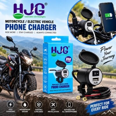 HJG Motorcycle USB Charger 5V 3.1A Waterproof Bike Mobile Phone Charger with Switch