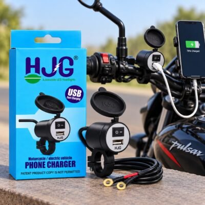 HJG Motorcycle USB Charger 5V 3.1A Waterproof Bike Mobile Phone Charger with Switch