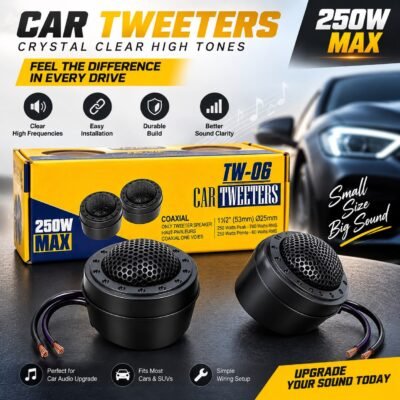 JUST MOD 250W Car Tweeter Speaker Pair | Crystal Clear High Frequency Sound Speakers for Car Audio & Music System Pack of 2