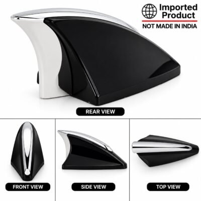Car Shark Fin Roof Antenna Decorative Showpiece | Universal for Car (Imported Quality not made in india Product) (Black with Chrome)