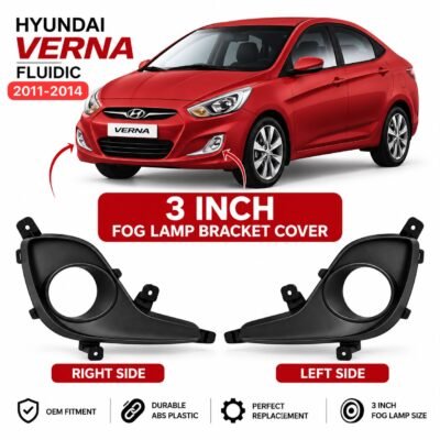 Verna Fluidic 2011-14 Fog Lamp 3 inch Bracket Cover Abs Plastic Black Pack of 2 (Projector not included)