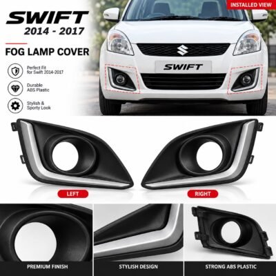Swift 2014-17 Fog Lamp Cover Bracket for 3 inch Projector Black ABS Plastic Pack of 2