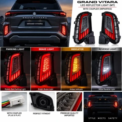 Grand Vitara / Hyryder 2022-Present Rear Bumper Reflector Light 4 Function | Brake, Parking, Indicator, Reverse | Pack of 2