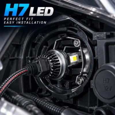 JUST MOD Crystal Eye 150W H7 LED Headlight – Ultra Bright 12000LM White Beam Pack of 2 ( 1 Year Warranty )