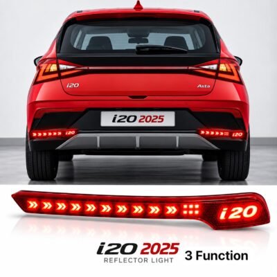 i20 2025 Rear Bumper Reflector Light 3 Function Matrix | Brake, Parking, Indicator | Pack of 2