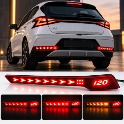 i20 2025 Rear Bumper Reflector Light 3 Function Matrix | Brake, Parking, Indicator | Pack of 2