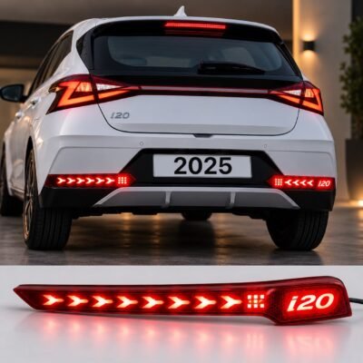 i20 2025 Rear Bumper Reflector Light 3 Function Matrix | Brake, Parking, Indicator | Pack of 2