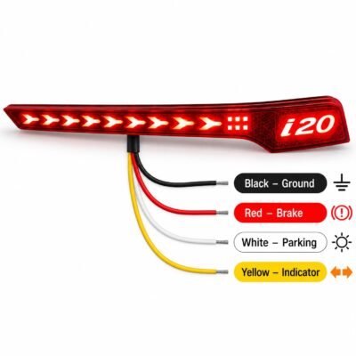 i20 2025 Rear Bumper Reflector Light 3 Function Matrix | Brake, Parking, Indicator | Pack of 2