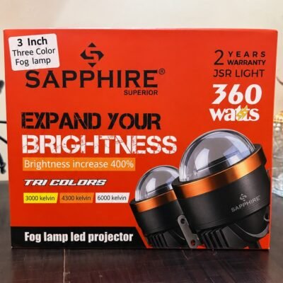 JUST MOD Sapphire 360W Tri-Color LED 3 inch Fog Lamp Light Projector – 3000K/4300K/6000K (2 Year Warranty)