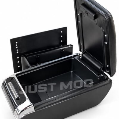 Universal Car Armrest Center Console with Push Button Storage Box BMW Style Black (Pack of 1)