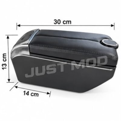 Universal Car Armrest Center Console with Push Button Storage Box BMW Style Black (Pack of 1)