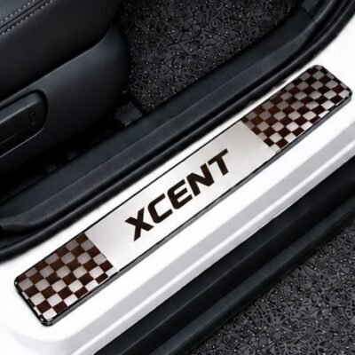 Xcent Car Door Steel Welcome Sill Plate | Compatible with All Models | Glossy Chrome Finish Pack of 4
