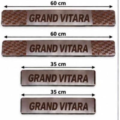Grand Vitara Car Door Steel Welcome Sill Plate | Compatible with All Models | Glossy Chrome Finish Pack of 4