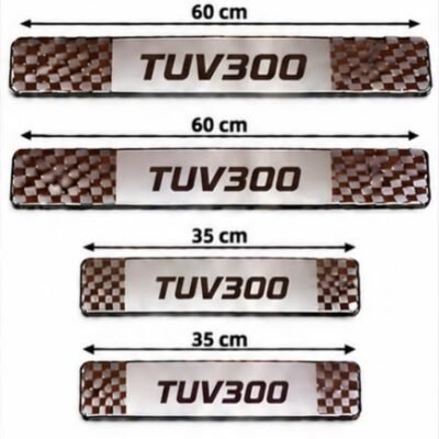Tuv 300 Car Door Steel Welcome Sill Plate | Compatible with All Models | Glossy Chrome Finish Pack of 4