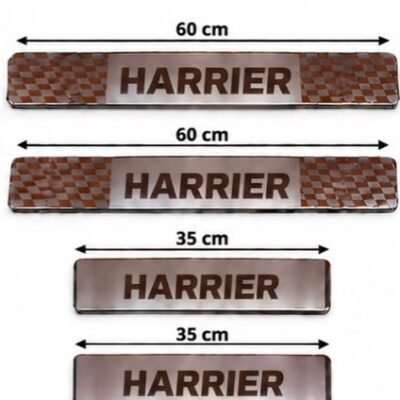 Harrier Car Door Steel Welcome Sill Plate | Compatible with All Models | Glossy Chrome Finish Pack of 4