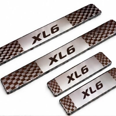 XL6 Car Door Steel Welcome Sill Plate | Compatible with All Models | Glossy Chrome Finish Pack of 4