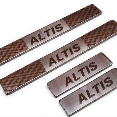Altis Car Door Steel Welcome Sill Plate | Compatible with All Models | Glossy Chrome Finish Pack of 4