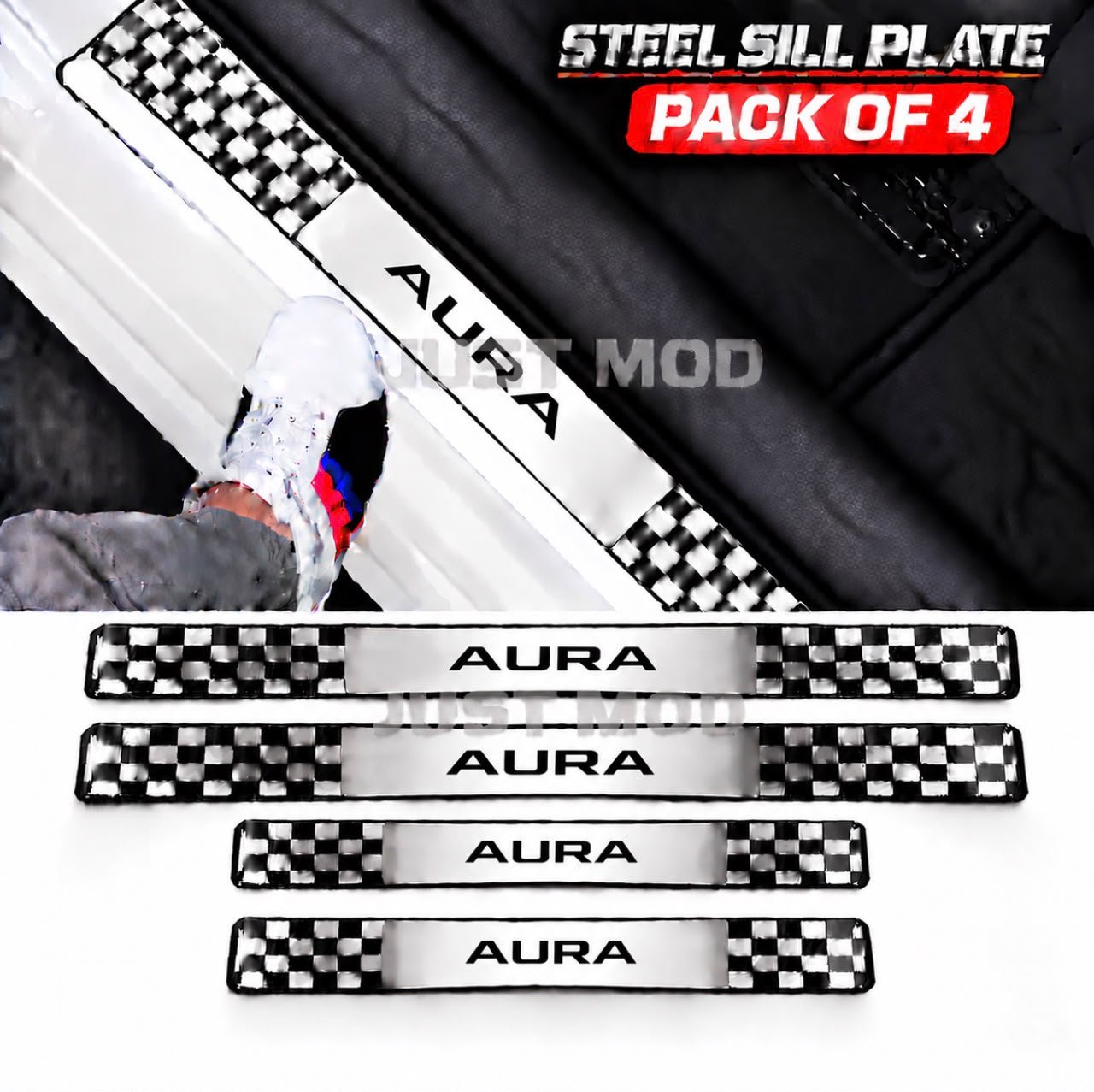 Aura Car Door Steel Welcome Sill Plate