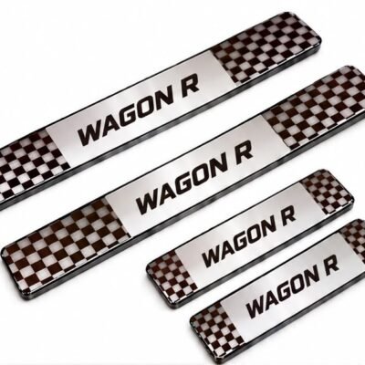 Wagon R Car Door Steel Welcome Sill Plate | Compatible with All Models | Glossy Chrome Finish Pack of 4