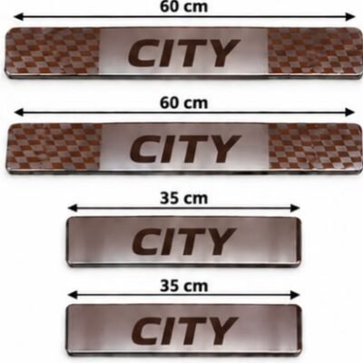 City Car Door Steel Welcome Sill Plate | Compatible with All Models | Glossy Chrome Finish Pack of 4