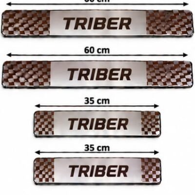 Triber Car Door Steel Welcome Sill Plate | Compatible with All Models | Glossy Chrome Finish Pack of 4