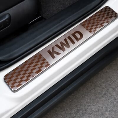 Kwid Car Door Steel Welcome Sill Plate | Compatible with All Models | Glossy Chrome Finish Pack of 4