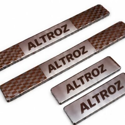 Altroz Car Door Steel Welcome Sill Plate | Compatible with All Models | Glossy Chrome Finish Pack of 4