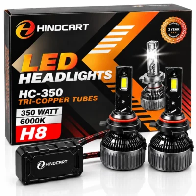 Hindcart 350W H8 LED Headlight Bulb – Ultra Bright 6000K 35000LM Lights | Pack of 2