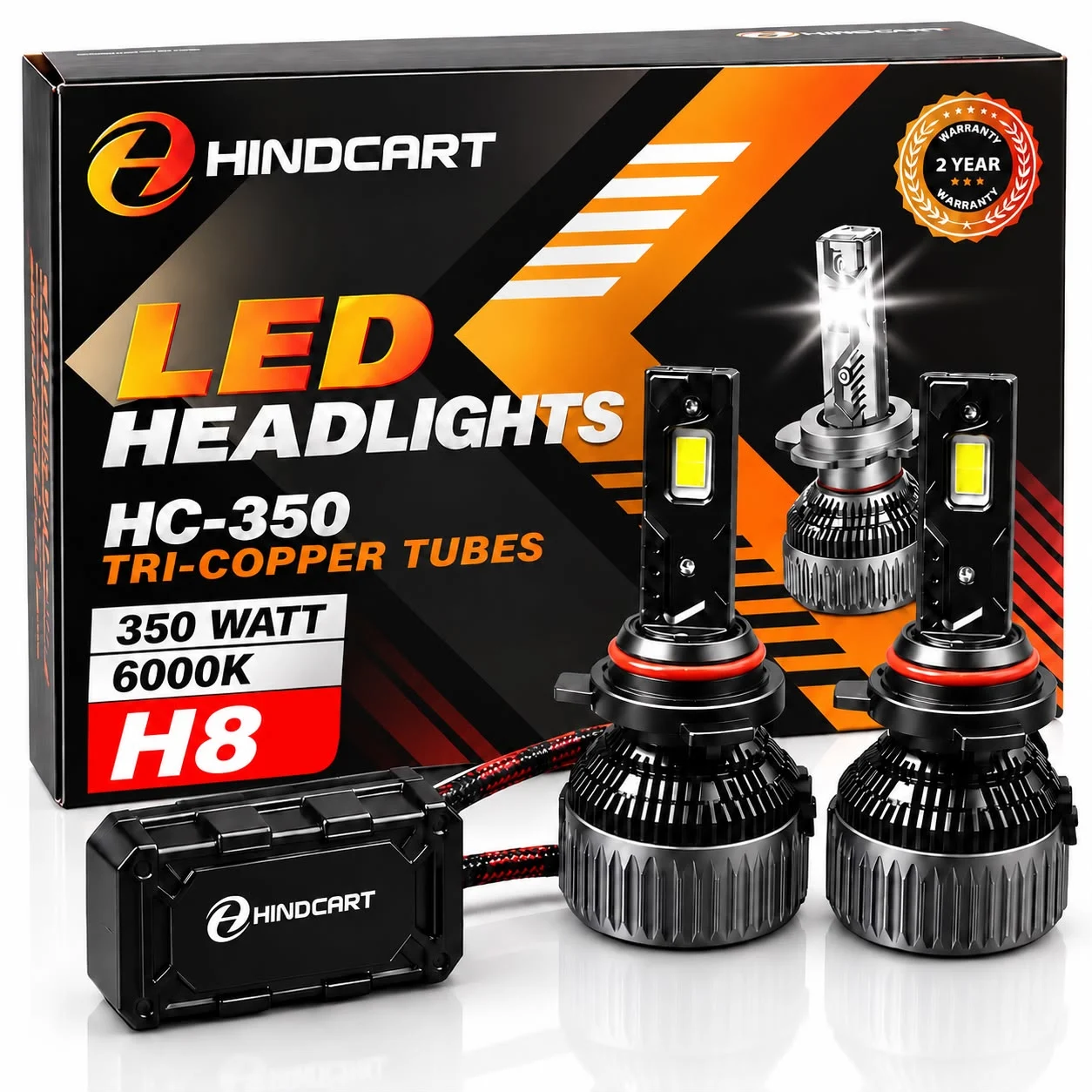 Hindcart 350W H8 LED Headlight Bulb
