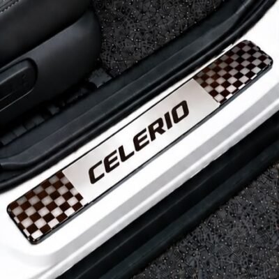 Celerio Car Door Steel Welcome Sill Plate | Compatible with All Models | Glossy Chrome Finish Pack of 4
