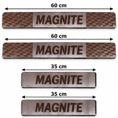 Magnite Car Door Steel Welcome Sill Plate | Compatible with All Models | Glossy Chrome Finish Pack of 4