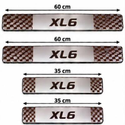 XL6 Car Door Steel Welcome Sill Plate | Compatible with All Models | Glossy Chrome Finish Pack of 4