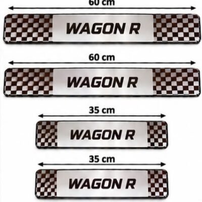 Wagon R Car Door Steel Welcome Sill Plate | Compatible with All Models | Glossy Chrome Finish Pack of 4